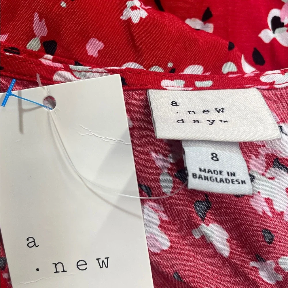 A New Day Flutter Sleeve V Neck Floral Blossom Red Maxi Dress Var Sizes | NWT - Picture 7 of 7